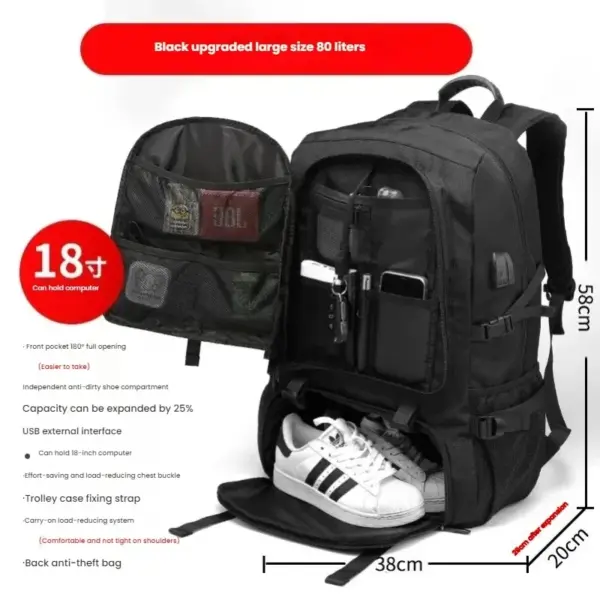 Custom business travel backpack oversized capacity outdoor mountaineering bags - Image 6