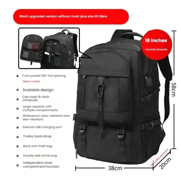 Custom business travel backpack oversized capacity outdoor mountaineering bags - Image 4