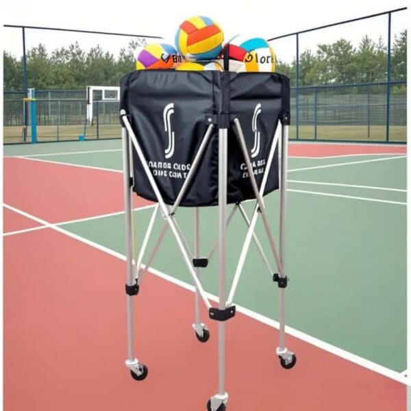 OEM customization Lightweight aluminum foldable tennis ball hopper cart with basket